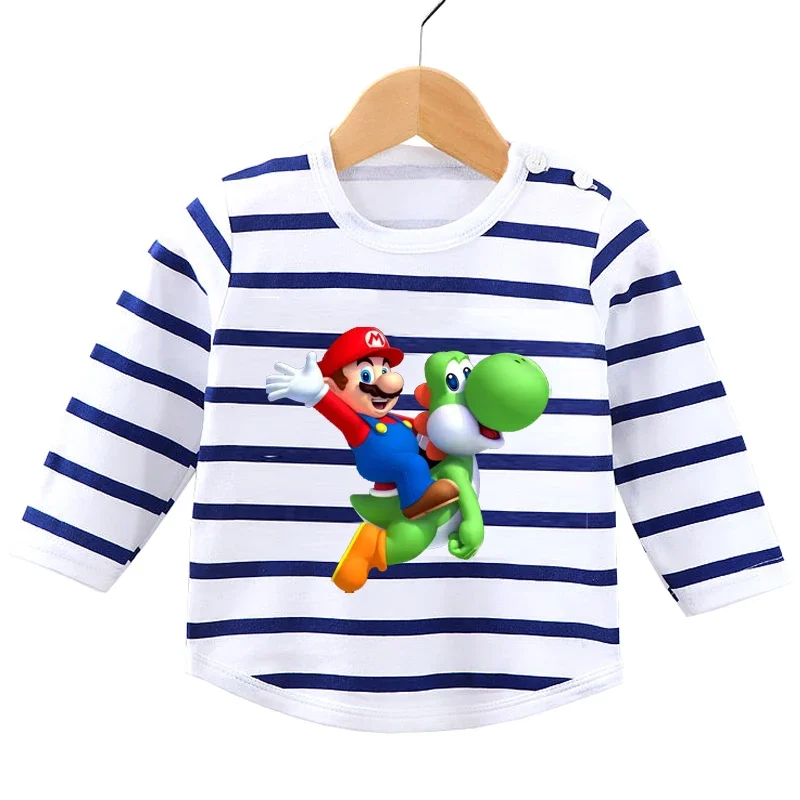 thumbnail image 1 of Camisetas de algodón suave con dibujos animados para niños, camiseta bonita de manga larga de Super Mario para bebés, camisetas para niños y niñas, ropa de jersey para bebés, 1 of 5
