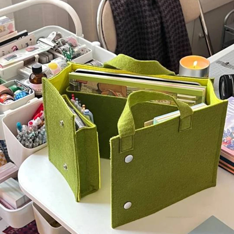 

Polyester Felt Storage Bag for Women Luxury Handbags HACO-KABE Foldable Student Book Bags Girl Business Briefcase Laptop Pad Bag