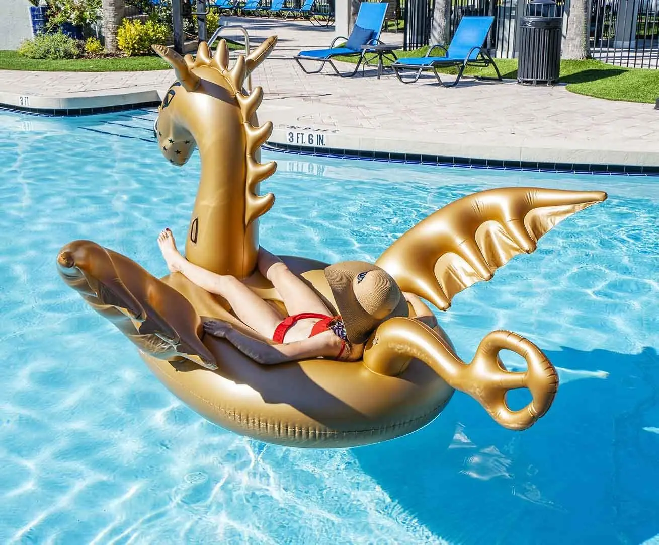 Giant Dragon Pool Float Inflatable Ride-On for Swimmers for Swimming Party Fun