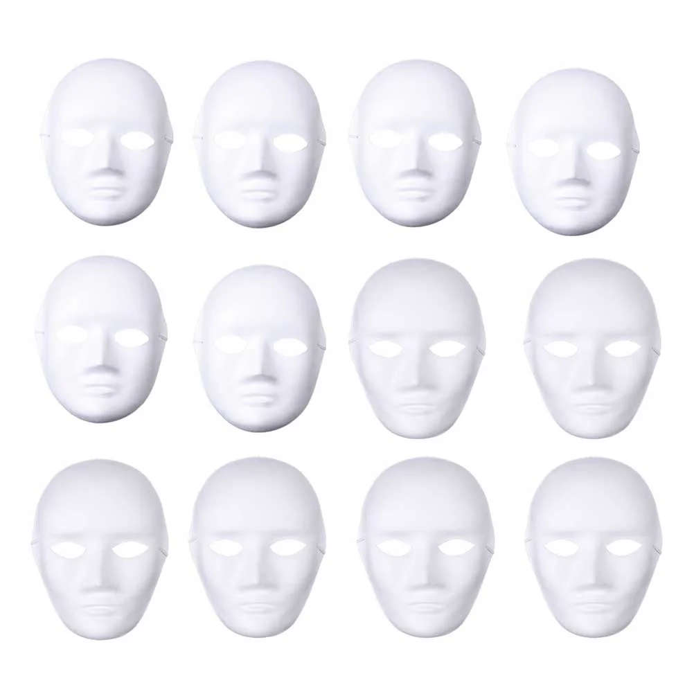 

24 Pcs Full Face Cosplay Mask Halloween Costumes Blank Masks for Men Party Makeup