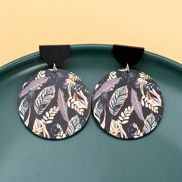Vivian Acrylic 3D Printing Leaf Dangle Earrings 4