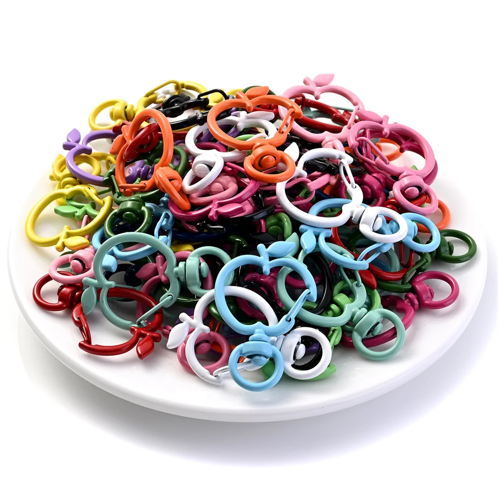 Set of 5 Apple-Shaped Snap Buckles with Lobster Clasps
