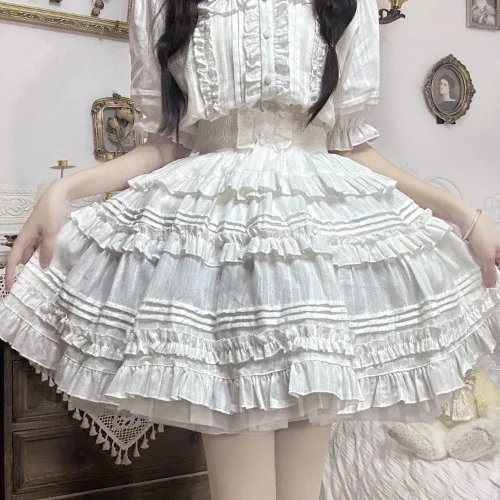 Vintage słodka Lolita bawełniana bluzka kobiety Kawaii