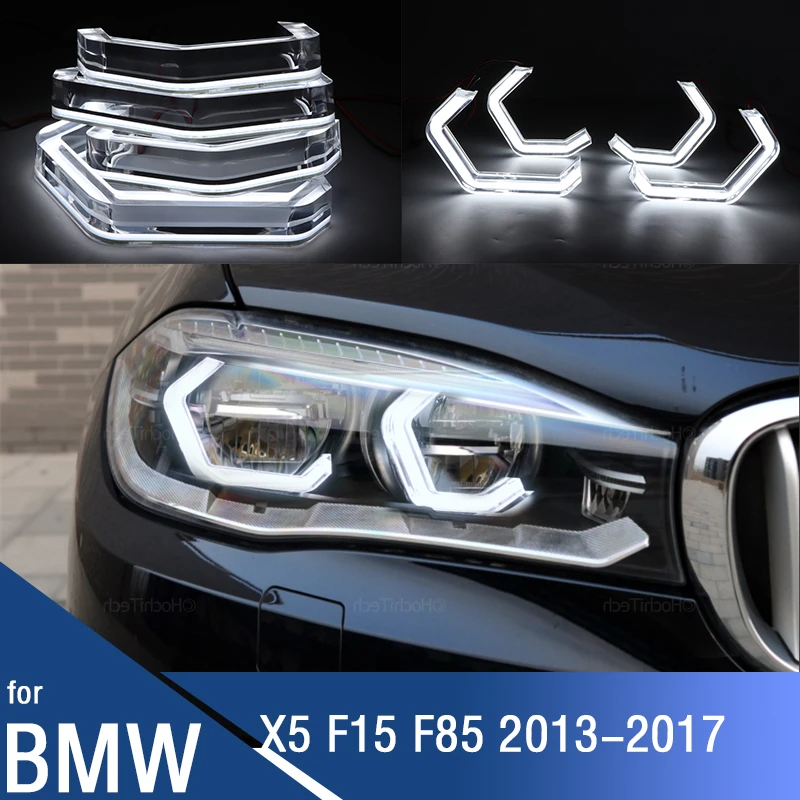 

for BMW X5 F15 X5M F85 2013-2017 Car Accessories LED Crystal M4 Iconic Style Angel Eyes Light