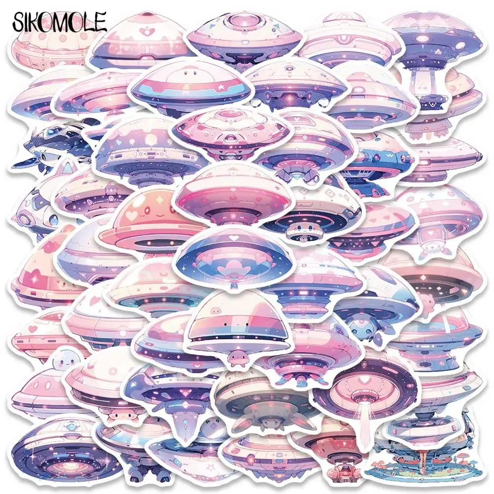 

10/30/50PCS Cartoon Lavender Flying Saucer Graffiti Stickers Kawaii DIY Travel Luggage Guitar Fridge Laptop Sticker Kid Decals