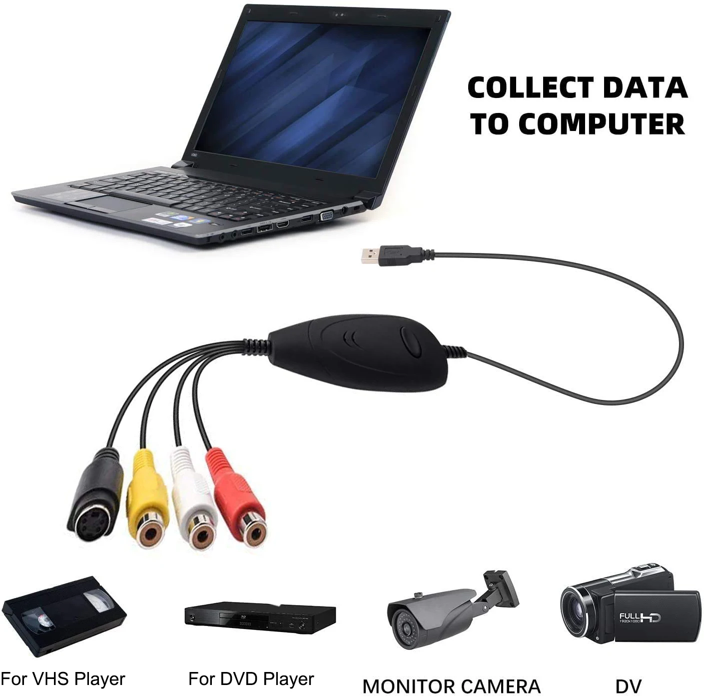 Ezcap172 USB 2.0 Audio Video Capture Card Grabber Convert Analog Video for VHS Recorder Camcorder DVD for Windows Win10 video capture adapter