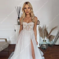 Noble A-Line Women Wedding Dresses Lace Floral Applique A-Line Bride Gowns Sleeveless Backless Ball Vestidos De Novia Customized 2
