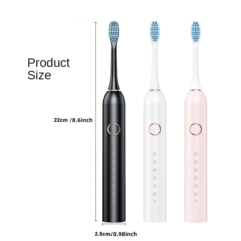 GeZhou Rechargeable Sonic Electric Toothbrush IPX7 Waterproof Toothbrush for children 18 Mode Travel 16 Brush Heads