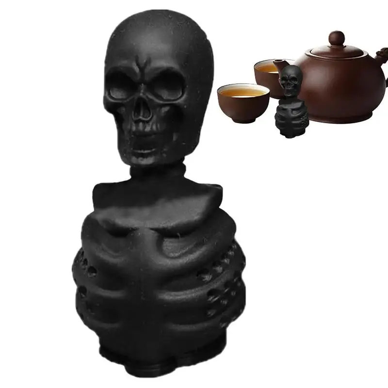 Festive Skull Head Shape Silicone Tea Infuser Tea Strainer Reusable Cute Cartoon Model Infuser Brewing Tool Strainer