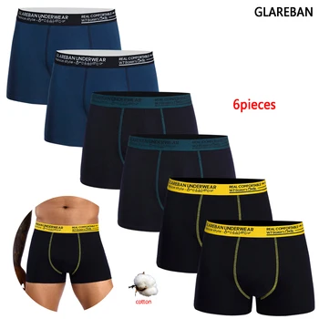 6 piezas,  Bóxer de algodón para hombre, ropa interior, calzoncillos de lujo, caja deslizante, 2024 1