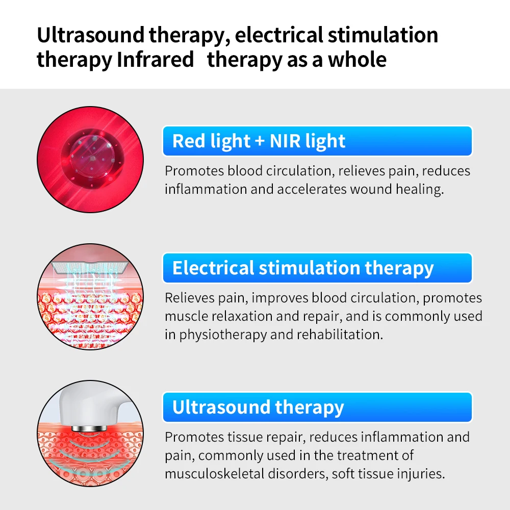 Suyzeko Handheld Ultra sound Therapy Ultrasonic Muscle Recovery Tens Fisioterapia Machine Red Light Therapy Device Body Massager - Image 5