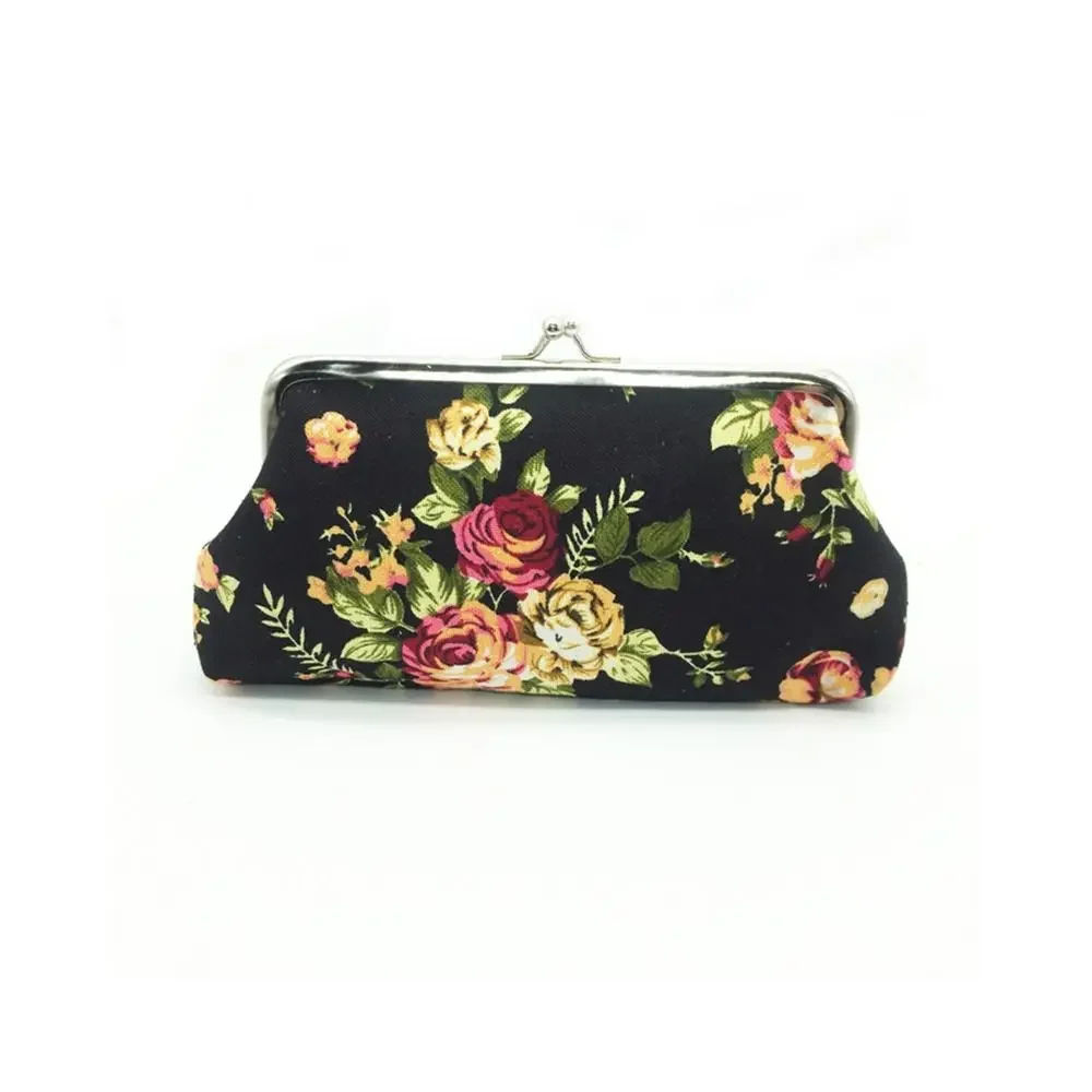 Vintage Floral Kiss Lock Wallet – Retro Fashion Coin Purse & Card Holder
