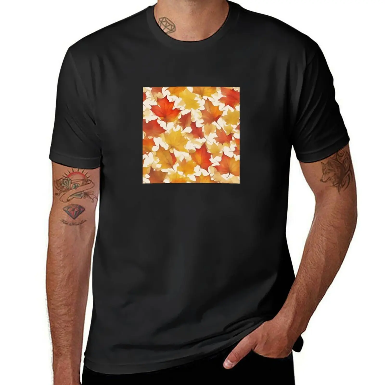 

Autumn maple leaves pattern T-Shirt customs design your own blanks mens cotton t shirts