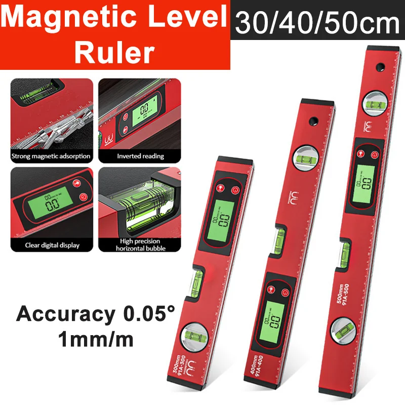 Electronic Digital Display Level Ruler Magnetic Angle Meter Aluminum Alloy Level Protractor Inclinometer 30/40/50cm digital angle protractor,angle protractor,digital angle meter,angle measuring tool,digital inclinometer
