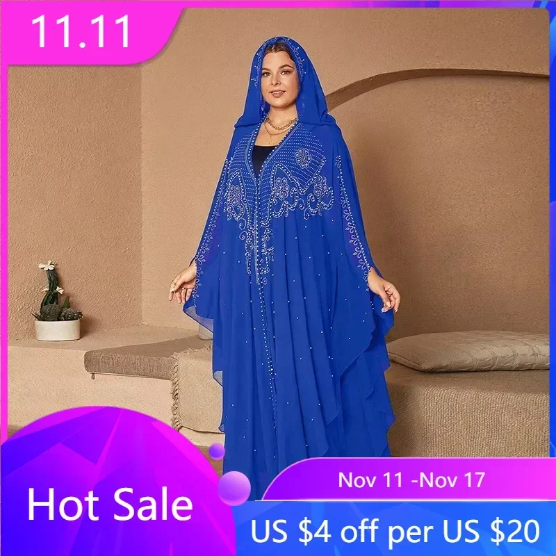 

Abayas for Women Dubai Luxury Black Blue Chiffon Boubou Muslim Fashion Dress Caftan Wedding Party Occasions Cardigan Muslim