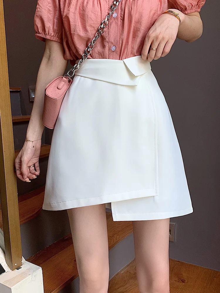 skirt top White Irregular Skirt Summer Thin Section Female 2021 New High Waist Thinner Package Hip Skirt Small A-Line Skirt pink skirt