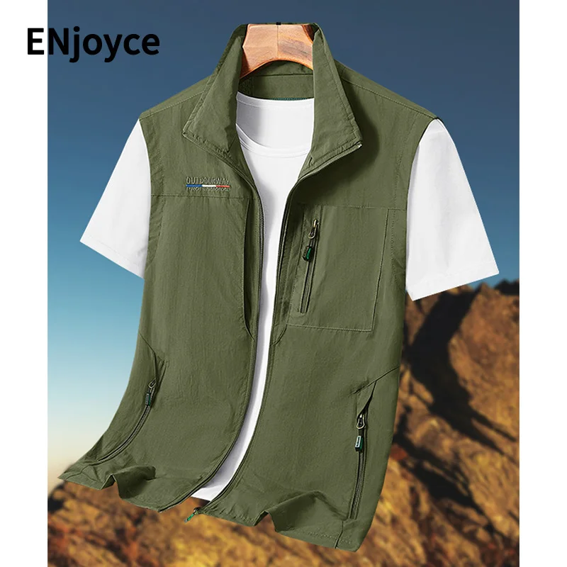 

Мужской жилет на молнии ENjoyce, Быстросохнущий Водонепроницаемый жилет для охоты, рыбалки, походов, фотосъемки