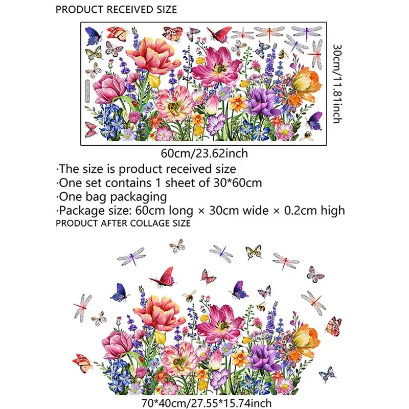 Various Styles of Colorful Butterfly and Floral Static Cling Window Stickers Double-Sided Visible Decorative Window Removable