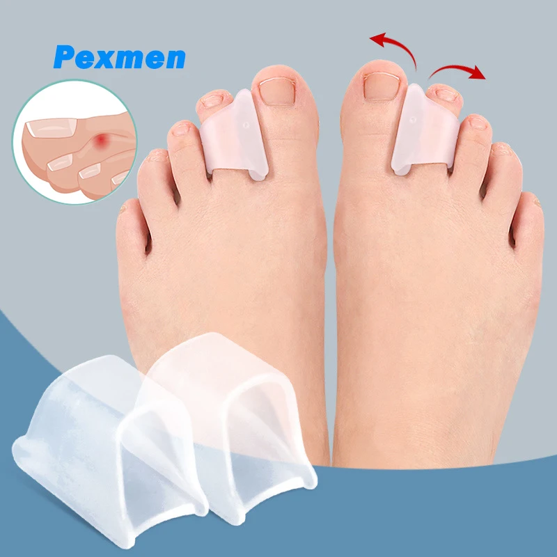 Pexmen 2Pcs Hammer Toe Straightener Hammertoe Corrector for Curled Crooked Bent and Claw Toe Lift Top Tip Soothe Toe Top Corn pexmen 2 4 10pcs hammer toe straightener hammertoe corrector for curled crooked bent and claw toes stop toe overlap and rubbing