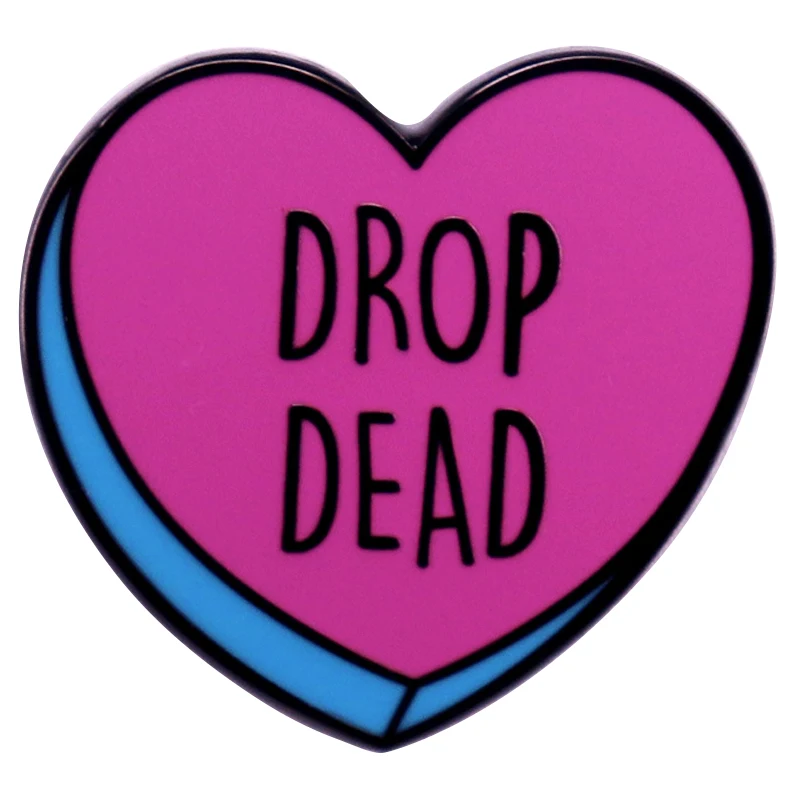 

A3400 Drop dead Heart Metal Manga Badges Lapel Pins for Backpack Enamel Pin Brooch on Clothes Jewelry Decoration Collections