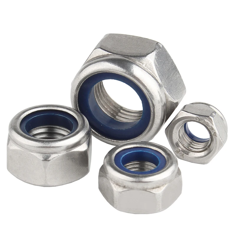 1/ 5/ 10/ 20pcs M2 M2.5 M3 M4 M5 M6 M8 M10 M12 M14 M16 M18 M20 M22 304 Stainless Steel Nylon Self-lock hexagon nuts Locknut DIN985