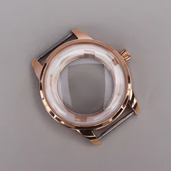 Stainless Steel Watch Case with Arched Glass and Transparent Back - NH35 NH36 NH38 (Rose Gold 40MM Case)