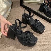 2025 nouveau été décontracté imperméable femmes sandales à la mode talon augmenté plate-forme compensées élégant mocassins romains pour les femmes 3