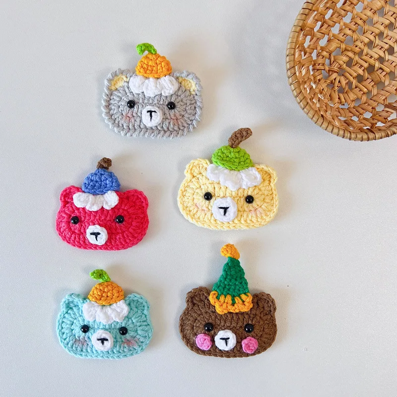 

10pcs Handmade Boutique Crochet Bear Snap Clips Cartoon Animal Barrettes Hairpins Princess Headwear Fashion Hair Accessories