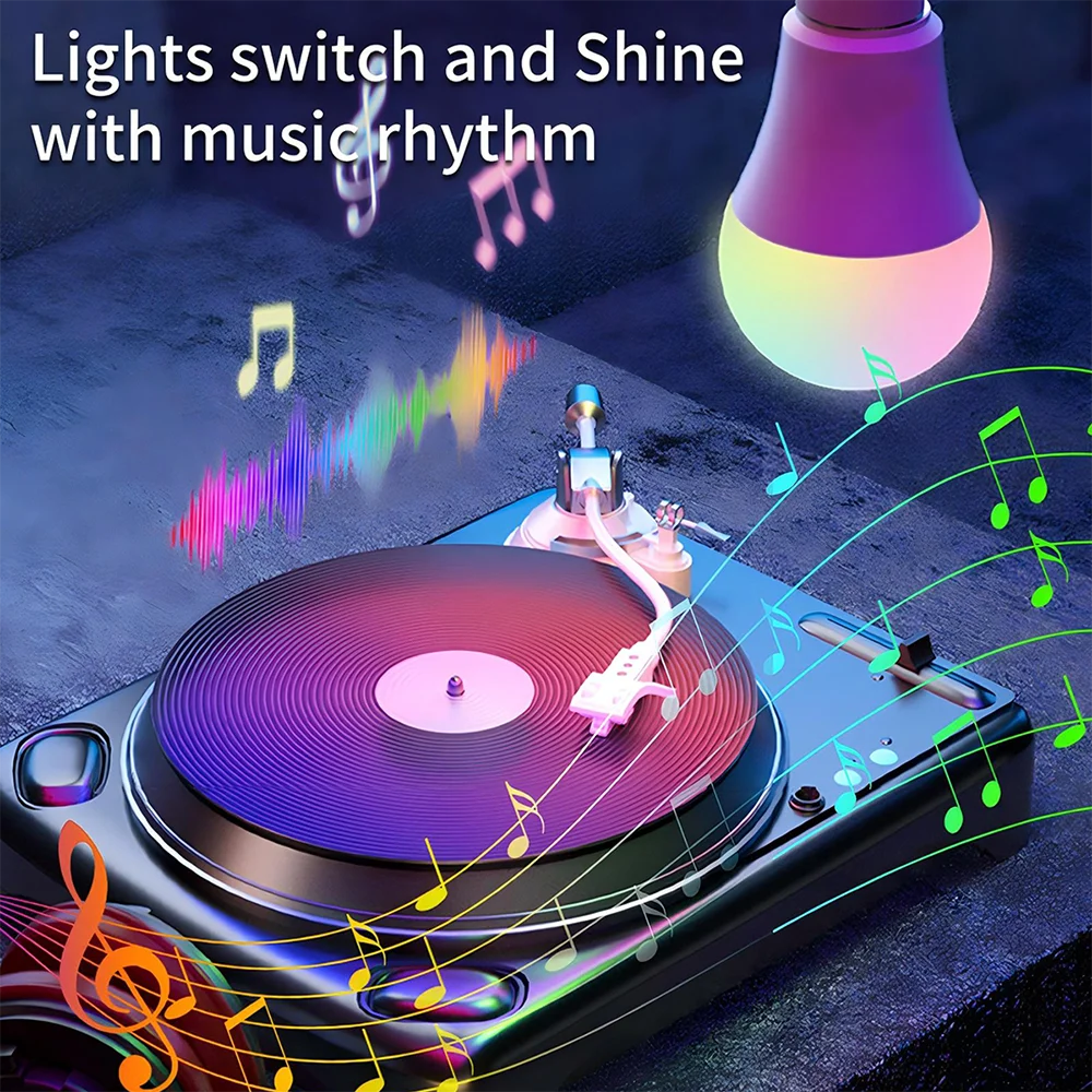 4pcs, RGBCW Smart Light Bulbs, Color Changing Dimmable Bulbs with Music Sync & App Control, Smart Home Lights for Bedroom.