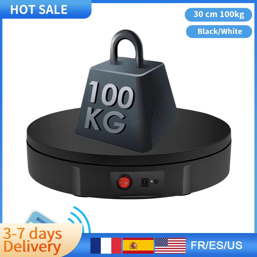 

100kg Load 30CM Electric Rotating Display Stand 360° Rotating Photography Turntable Jewelry Holder for Video Shooting Props