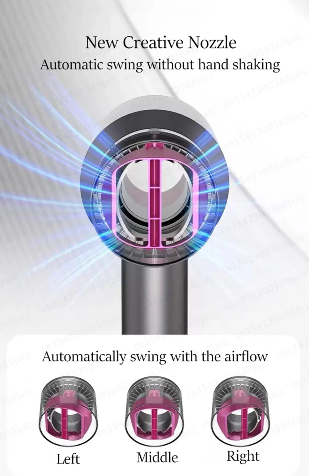 Automatische Schaukel Düse Für Dyson Supersonic HD01 HD15 Düse SenCiCiMen X13 Super Haartrockner Schütteln Düse Styling Werkzeug Zubehör – Detail 4