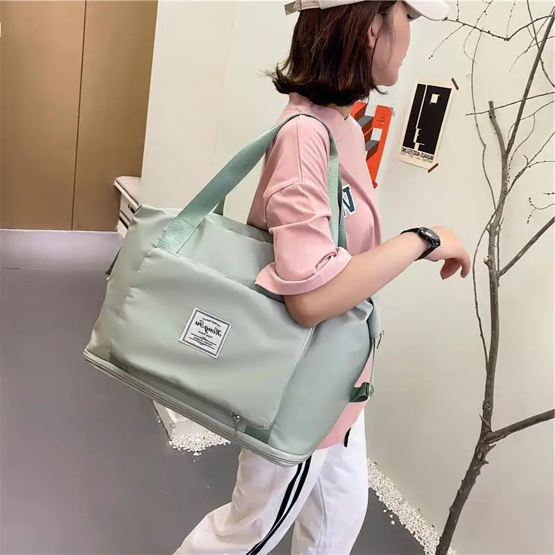 Women Foldable Large Capacity Women Gym Bags Shoulder Bag Training Travel Handle Handbag Yoga Sport Crossbody Tote Bag