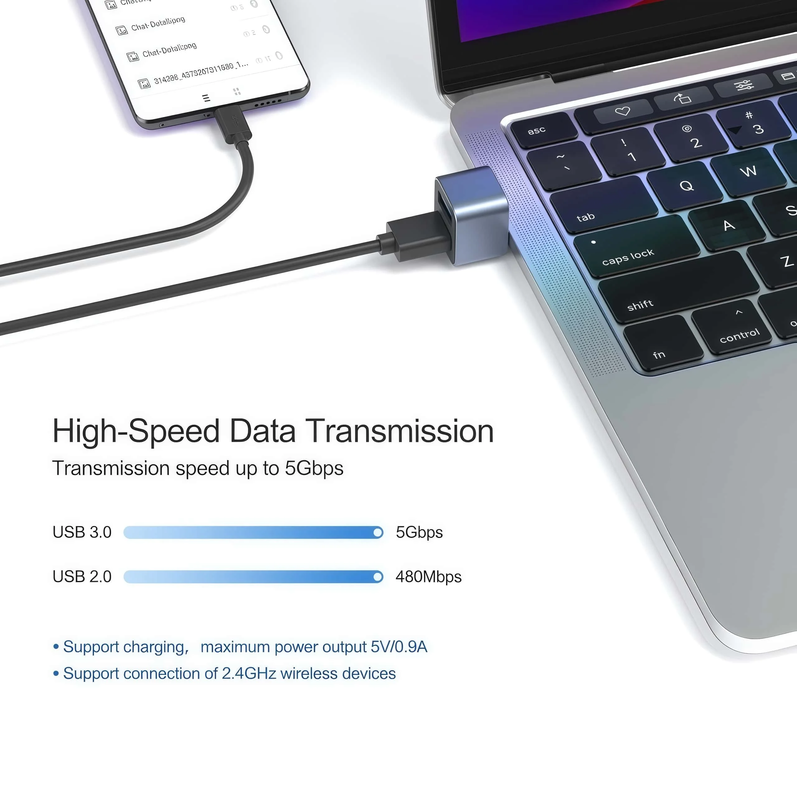 Aluminum Dual-Port High-Speed USB 3.0 Hub and Charger