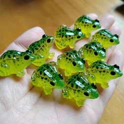 Set of 10 Colorful Frog Miniature Figurines for Fairy Garden and DIY Crafts (10 resin green ones)