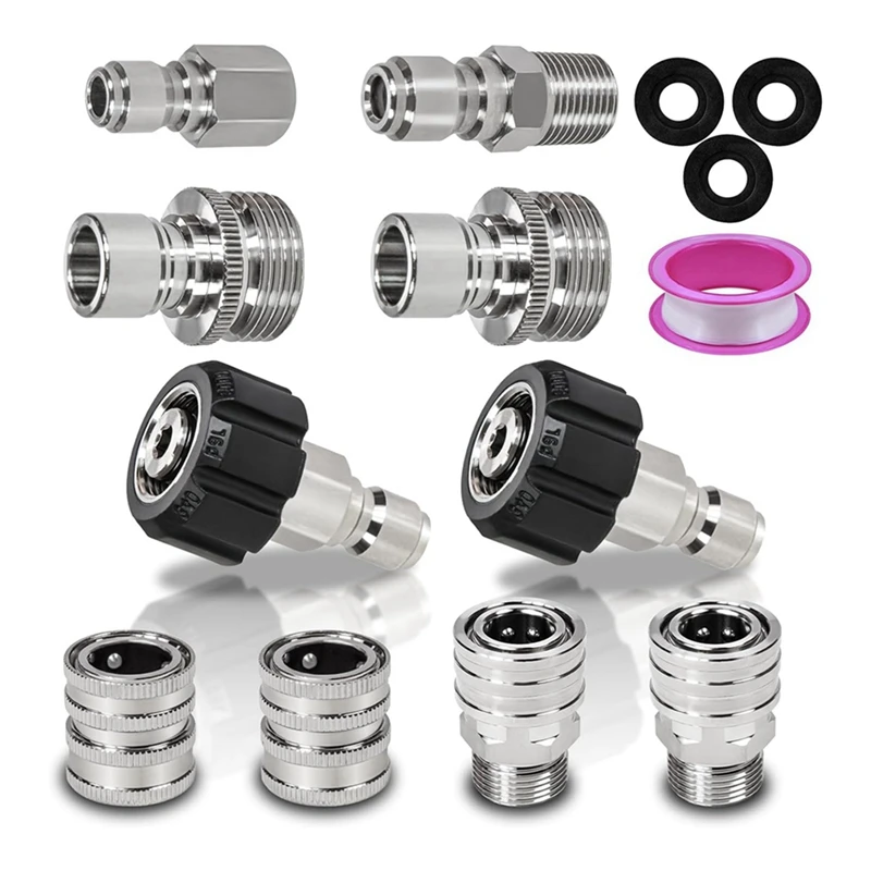

10Pack Pressure Washer Quick Connect Fittings, M22-14Mm Swivel To 3/8Inch Quick Connect Kit Durable Easy Install