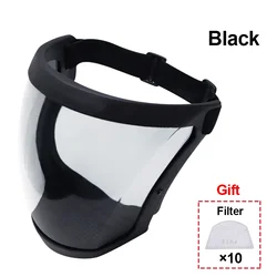 Transparent Full Face Shield with Windproof and Anti - Fog Protection (Black)