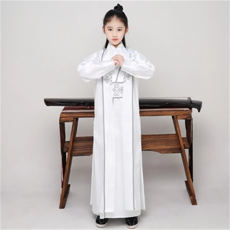 

Autumn Boy White Hanfu Tang Suit Stage Performance Costume Chinese Children Dance Costumes Vestido