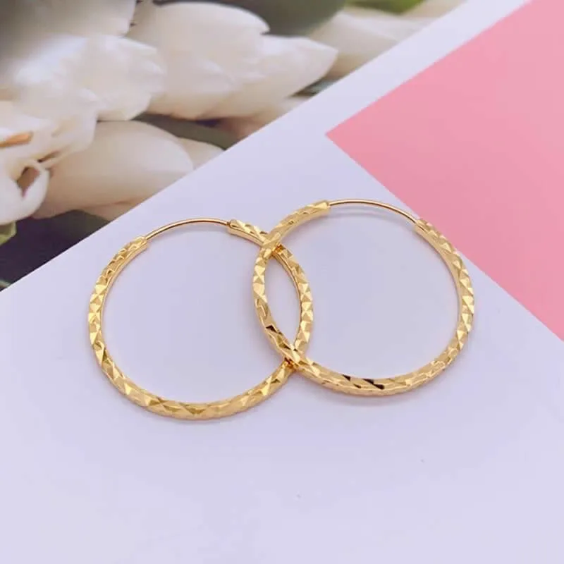 

New Arrival 18K Yellow Gold Earrings Women AU750 Gold 20mm Hoop Earrings