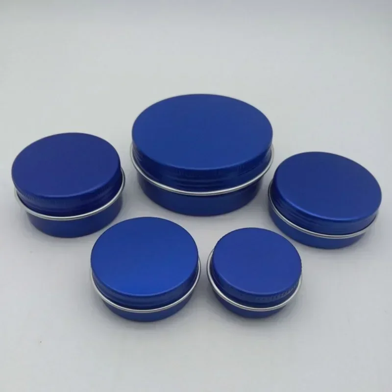 Aluminum Tins Cans 20Pcs Blue Candle Jar With Lids Aluminum Can for Cosmetic 10g 15g 20g 30g Metal Tin Box Lip Balm Container Cream Tea Cans Travel