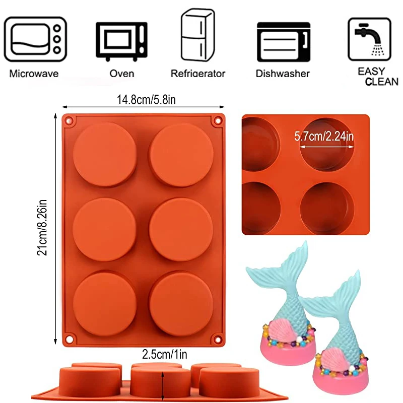 6 Cavity Large Round Disc Silicone Mold Resin Coaster Mould Non