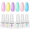 ROSALIND 15ML Gel Set 2/6PCS Nail Polish Set Semi Permanent Brights Colors Soak Off UV Gel Base Top Coat Nail Art Decoration 1