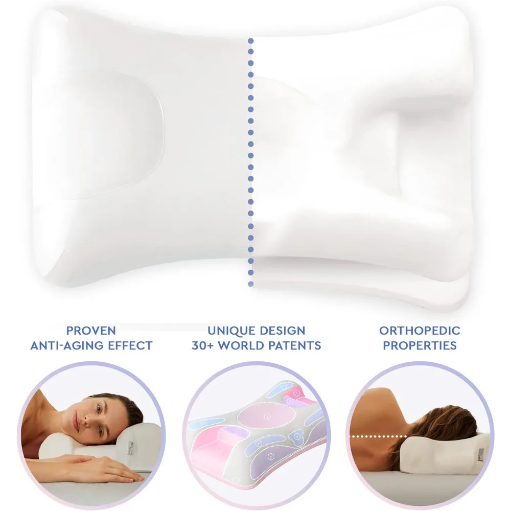 Omnia Anti-Aging Beauty Pillow Fights Sleep Wrinkles with Orthopedic Height Adjustable Memory Foam for Sleeping on Back and Side 2