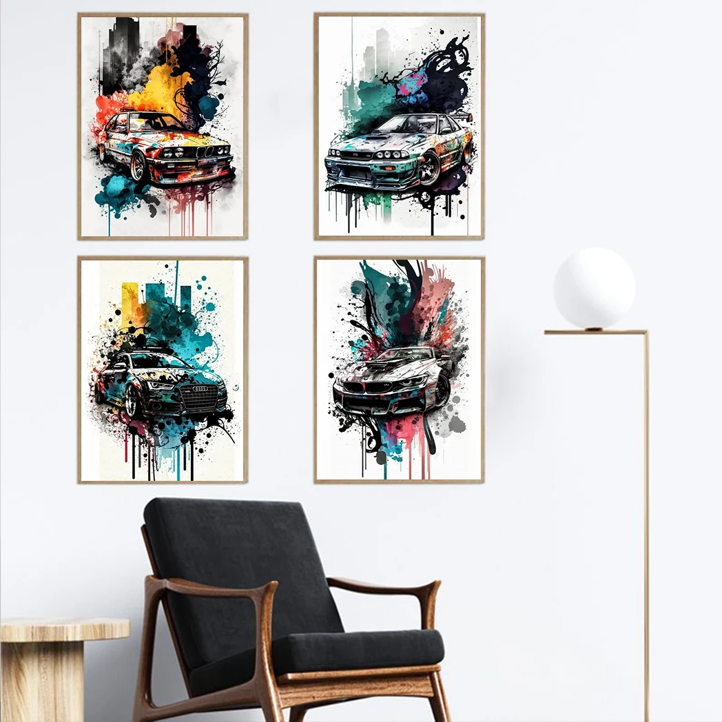 

Graffiti Style Car Wall Art Postesr Modern Home Bedroom Living Room Kids Room Decoration Canvas Painting Pictures Prints Artwork