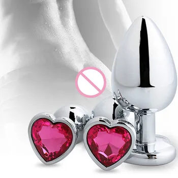 Heart shaped metal anal plug Sex Toys Stainless Smooth Steel Butt Plug Tail Crystal Jewelry Trainer For Women/Man Anal Dildo 2