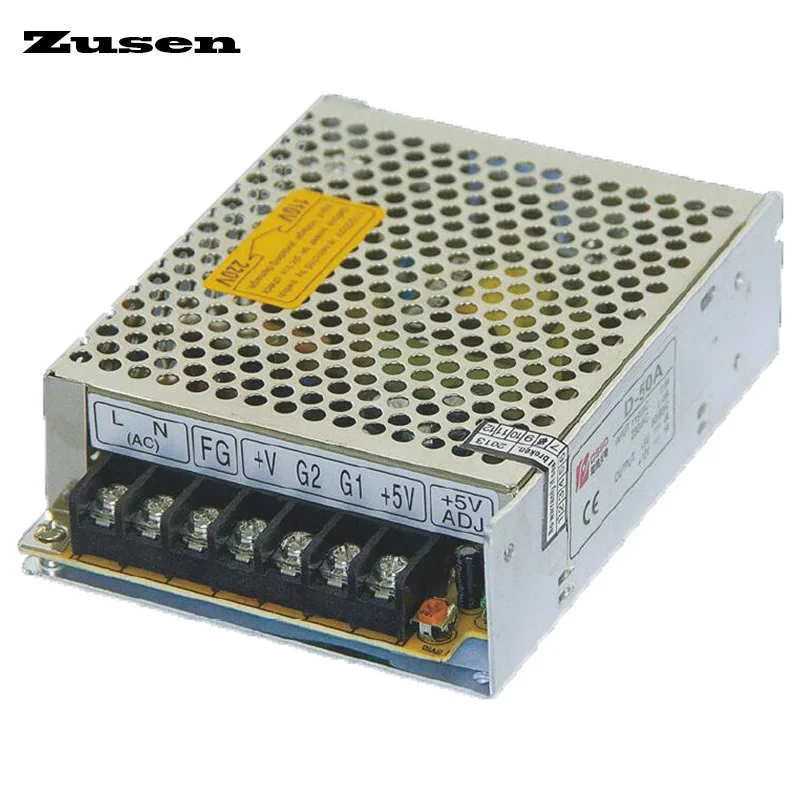 Zusen D50w Duplo Canais de Comutação da Fonte Alimentação Saída Ajustável 110v 220vac para 12 2424vdc