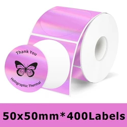 Holographic Silver Laser Gold Gradient Thank You Card Sticker (50X50mm)