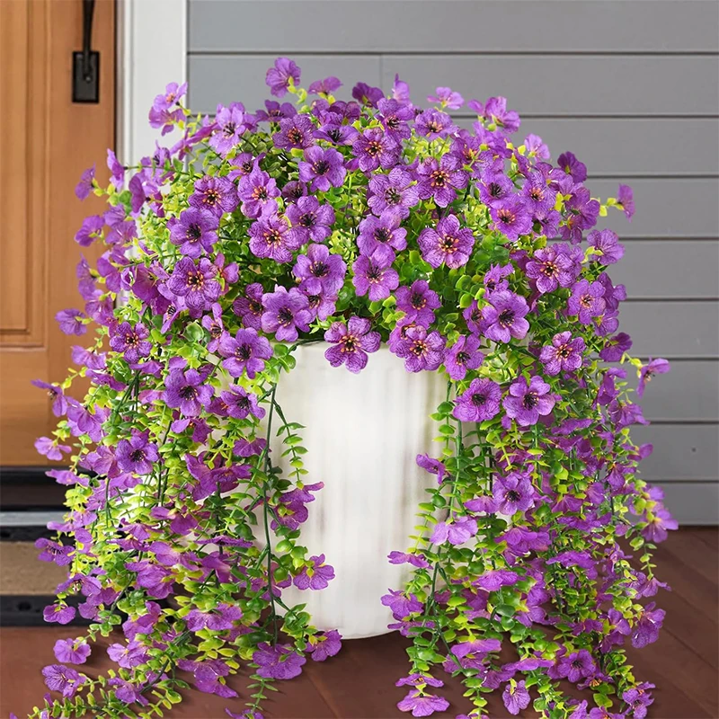 1/2 Stücke Künstliche Morning Glory Eukalyptus Wandbehang Gefälschte Violette Pflanzen Hängende Blumenranken für Hausgarten Hochzeiten Dekor – Detail 10