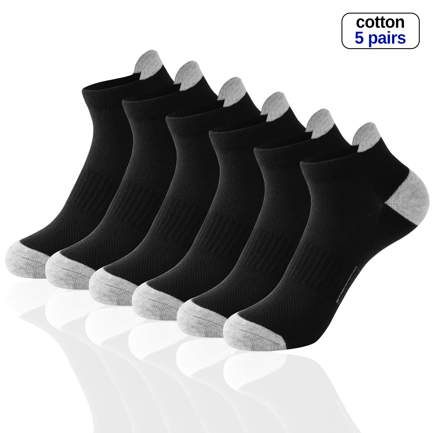 5Pairs Black Socks Men Summer Short Sock Thin Knit Mesh Cotton Man