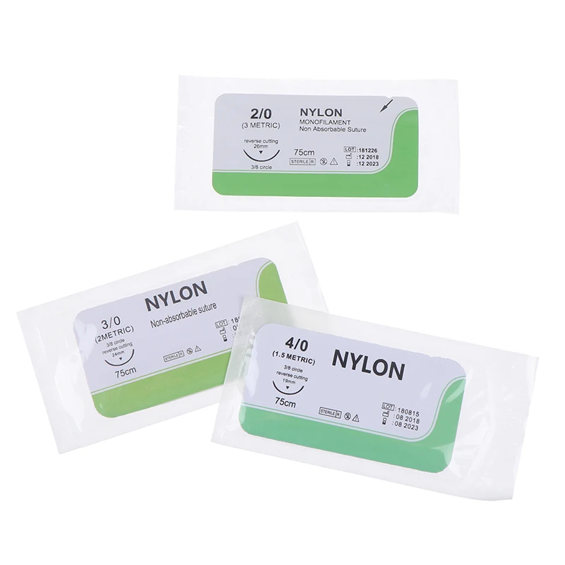 12PCS 2.0/3.0/4.0 Needle Suture Nlon Medical Thread Sterile Surgical Practice Kit Teaching Demonstrations