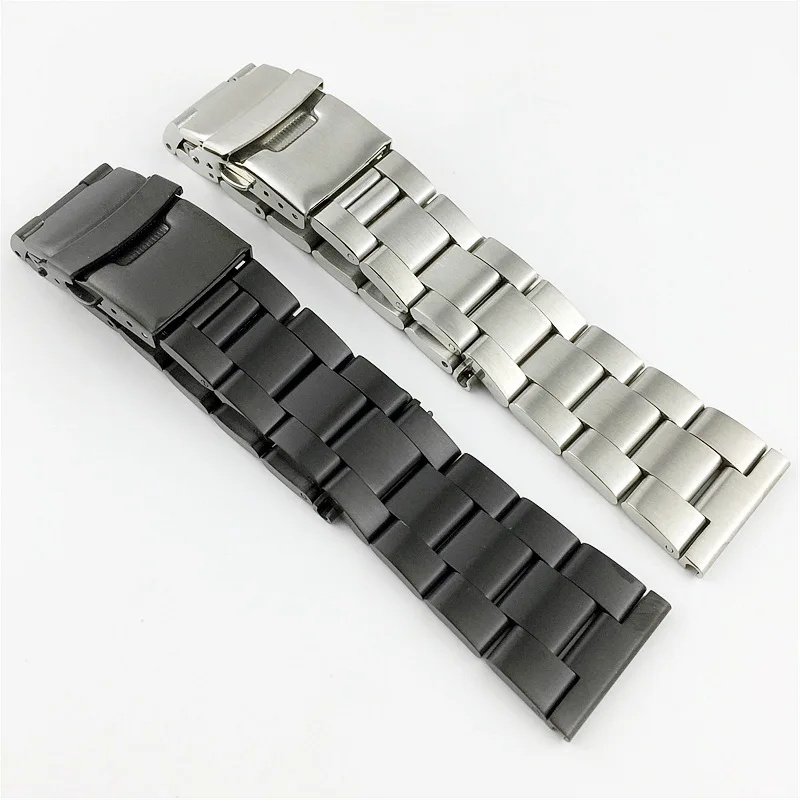 Premium Stainless Steel Diving Watch Band with Double Lock Buckle - Adjustable Metal Bracelet in Multiple Sizes